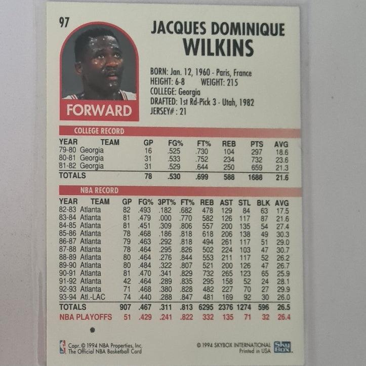 Dominique Wilkins 1994 NBA Hoops #97 NBA Basketball LA Clippers Excellent