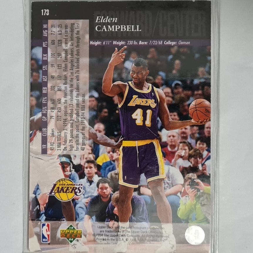 Elden Campbell 1994 Upper-Deck Electric court variant #173 NBA Basketball LA Lakers Good+