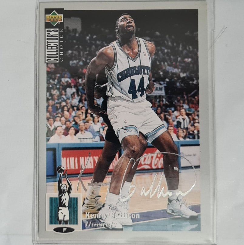 Kenny Gattison 1994 Upper-Deck silver edge printed signature #160 NBA Basketball Charlotte Hornets Excellent