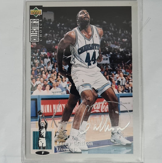 Kenny Gattison 1994 Upper-Deck silver edge printed signature #160 NBA Basketball Charlotte Hornets Excellent