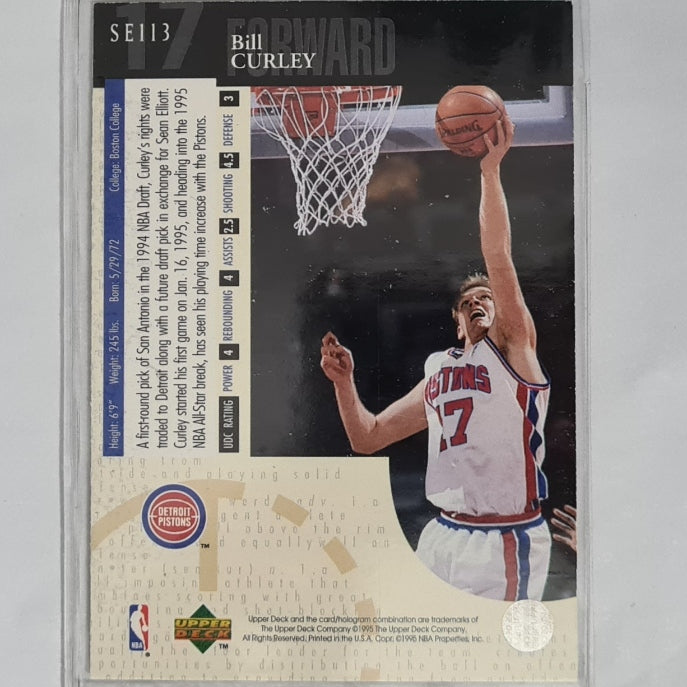 Bill Curley 1995 Upper-Deck Silver foil SE113 NBA Basketball Detroit Pistons Excellent