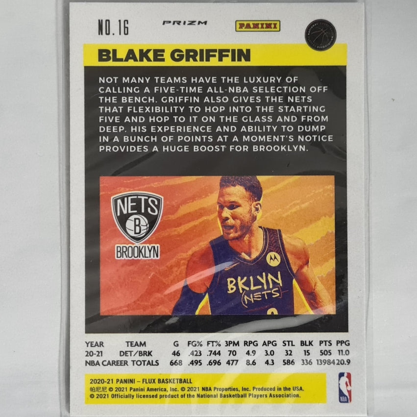 Blake Griffin 2020-21 Panini Flux Prizm #16 NBA Basketball Brooklyn EX-Mint