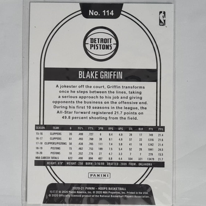 Blake Griffin 2020-21 Panini Hoops #114 NBA Basketball Detroit Pistons EX-Mint
