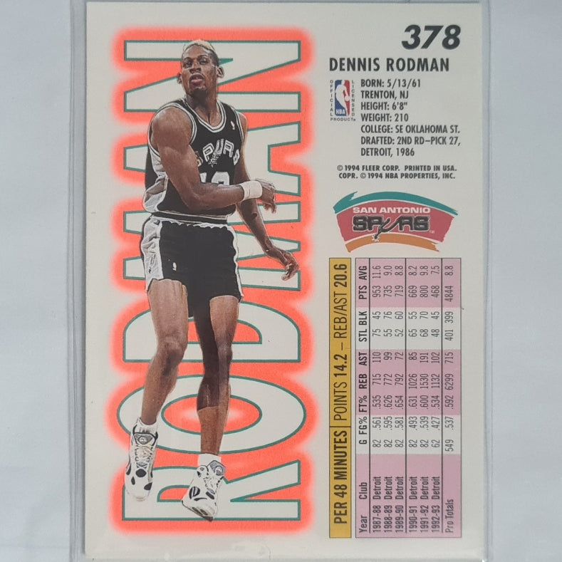 Dennis Rodman 1994 Fleer 93-94 #378 NBA Basketball San Antonio Spurs Excellent
