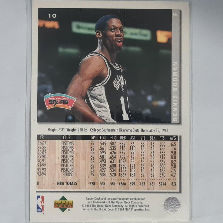 Dennis Rodman 1994 Upper-Deck collectors choice #10 NBA Basketball San Antonio Spurs Excellent