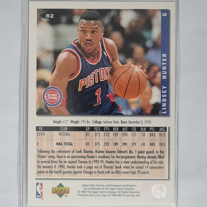 Lindsey Hunter 1994 Upper-Deck collectors choice #82 NBA Basketball Detroit Pistons Excellent