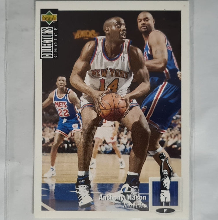Anthony Mason 1995 Upper-Deck collectors choice sticker #186 NBA Basketball New York Knicks Excellent sleeved