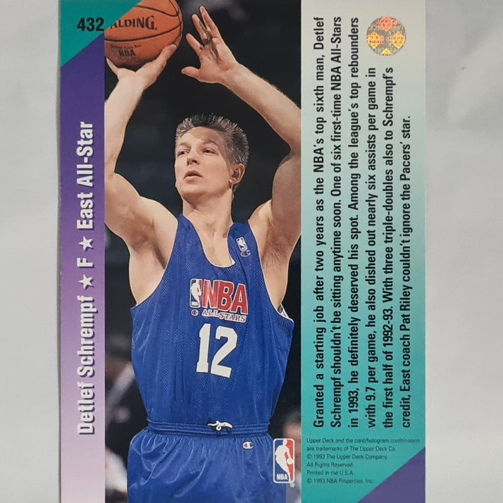 Detlef Schrempf 1993 all star weekend #432 NBA Basketball Indiana Pacers excellent Sleeved