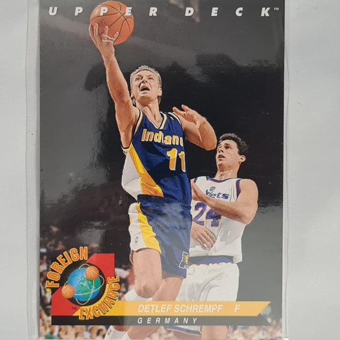 Detlef Schrempf 1993 Upper-Deck Foreign Exchange FE8 NBA Basketball Indiana Pacers excellent Sleeved