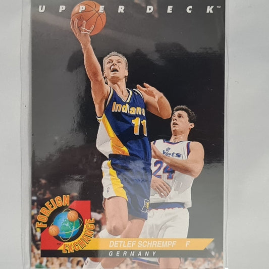Detlef Schrempf 1993 Upper-Deck Foreign Exchange FE8 NBA Basketball Indiana Pacers excellent Sleeved