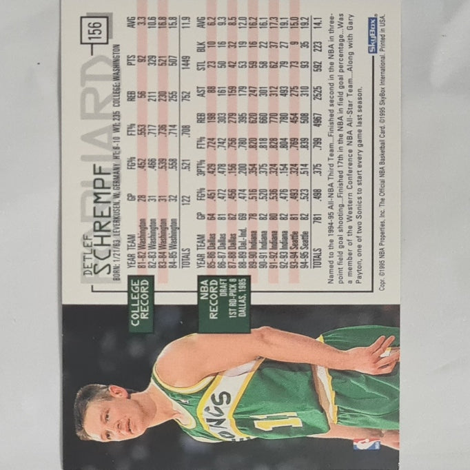 Detlef Schrempf 1995 Skybox NBA Hoops #156 NBA Basketball Seattle Supersonics Excellent Sleeved