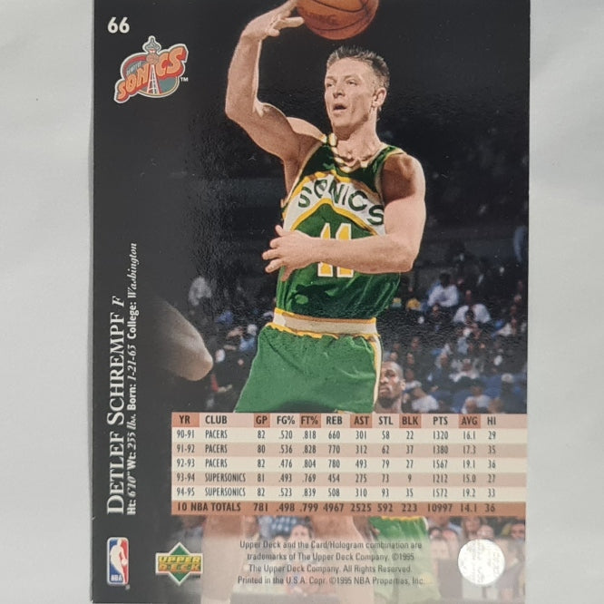 Detlef Schrempf 1995 Upper-Deck #66 NBA Basketball Seattle Supersonics Excellent Sleeved