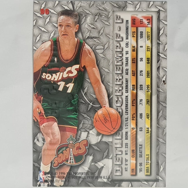 Detlef Schrempf 1996 Fleer Metal 96-97 #66 NBA Basketball Seattle Supersonics Excellent Sleeved