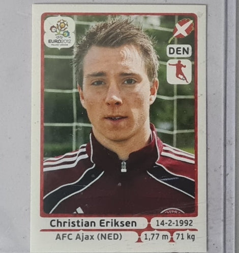 Christian Eriksen 2012 Panini Euro sticker Rookie RC #215 football soccer Denmark EX-MINT