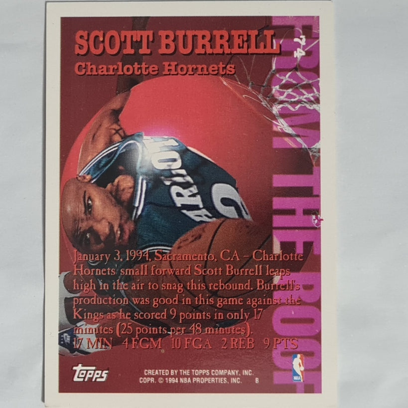 Scott Burrell 1994 Topps from the rook insert #74 NBA basketball Charlotte Hornets very good Sleeved