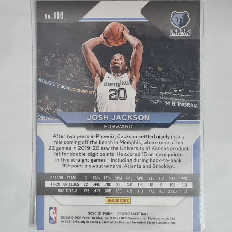 Josh Jackson 2020-21 Panini Prizm #106 NBA Basketball Memphis Grizzlies Excellent Sleeved