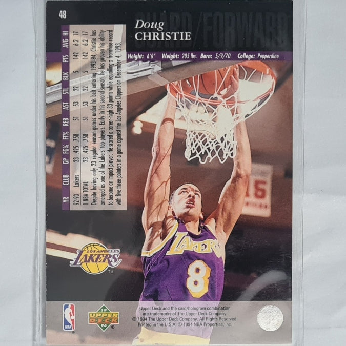 Doug Christie 1994 Upper-Deck  #48 Football Soccer LA Lakers Excellent  Sleeved