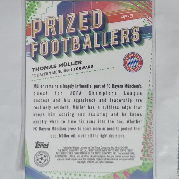 Thomas Muller 2024 Topps Finest champions league prized footballers refractor PF-9 Soccer Bayern Munich Mint