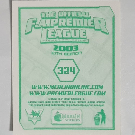 El Hadji Diouf 2003 Merlin Premier League Sticker #324 football Soccer card Liverpool Excellent