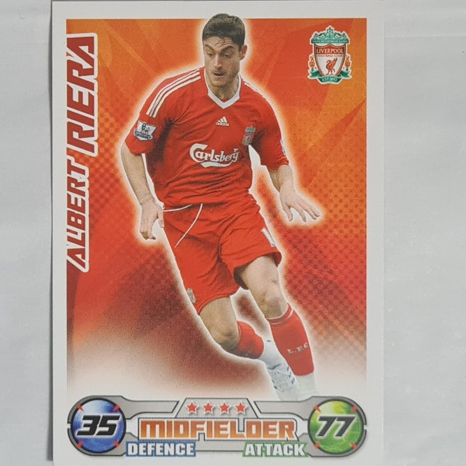 Albert Riera 2008 Topps Match Attax football  Soccer Liverpool Excellent