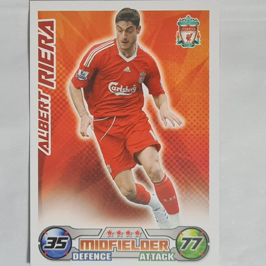 Albert Riera 2008 Topps Match Attax football  Soccer Liverpool Excellent