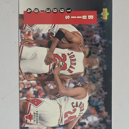 Michael Jordan 1993 Upper-Deck 1993-94 team picture #213 NBA Basketball Chicago Bulls Very Good + sleeved