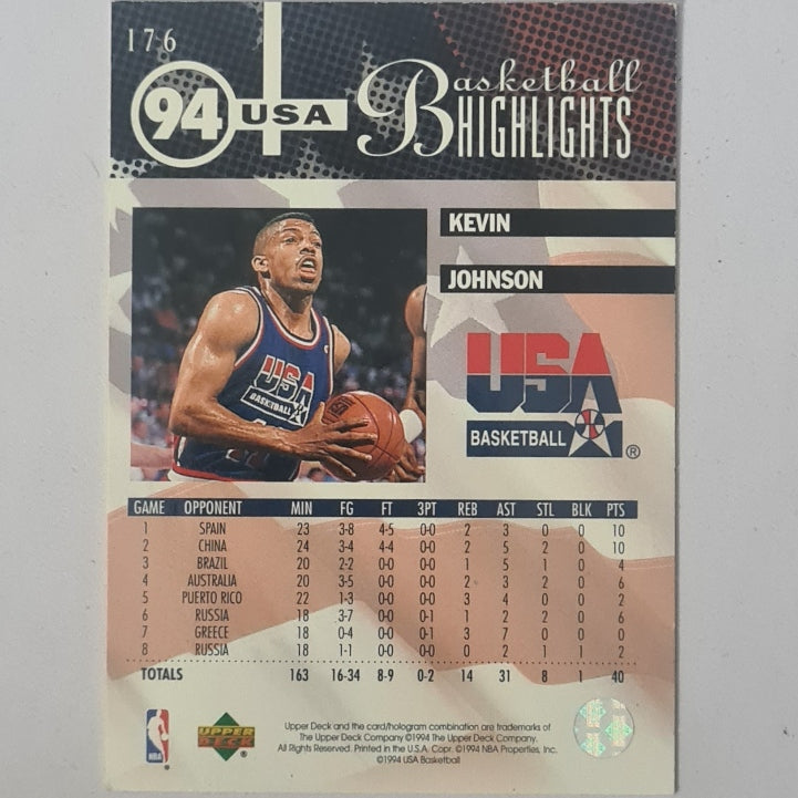 Kevin Johnson 1994 Upper-Deck USA Basketball highlights #176 NBA Basketball USA Good + sleeved