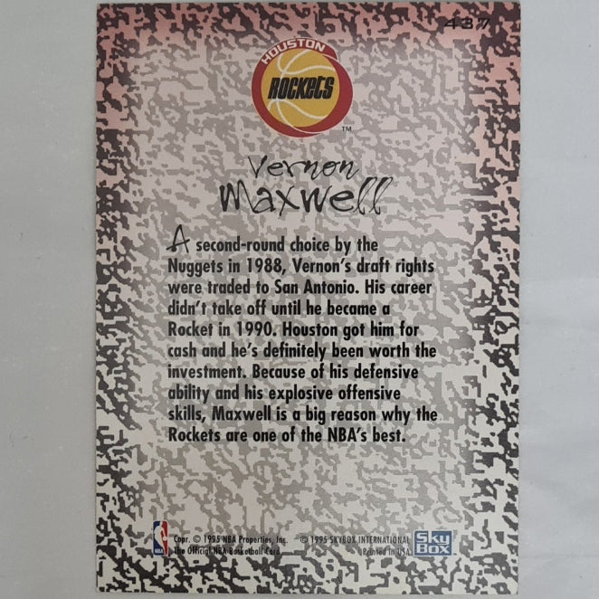 Vernon Maxwell 1995 Skybox NBA Hoops Goldmine NBA Basketball Houston Rockets Excellent Sleeved