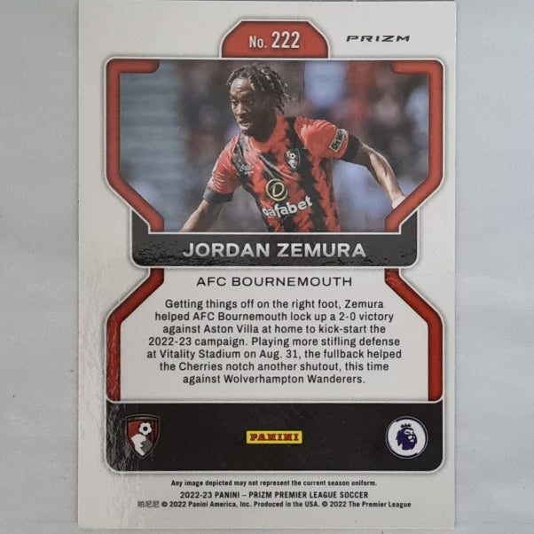 Jordan Zemura 2022-23 Panini Prizm holo spots Rookie RC #222 Soccer Football Bournemouth Ex-mint Sleeved