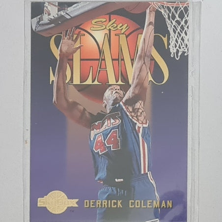 Derrick Coleman 1995 Skybox Sky Slams #303 NBA Basketball New Jersey Nets Excellent Sleeved