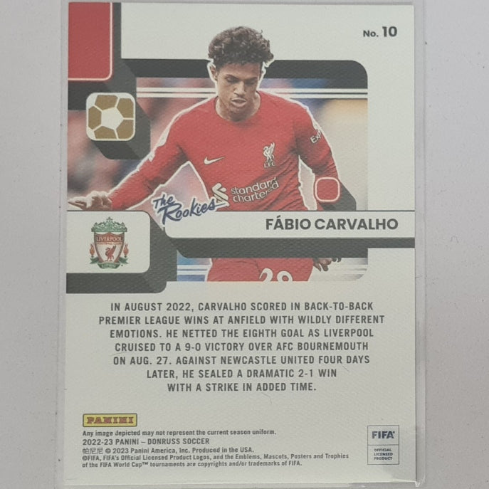 Fabio Carvalho 2022-23 Panini Donruss the rookies RC #10 Soccer Football Liverpool Excellent/mint sleeved
