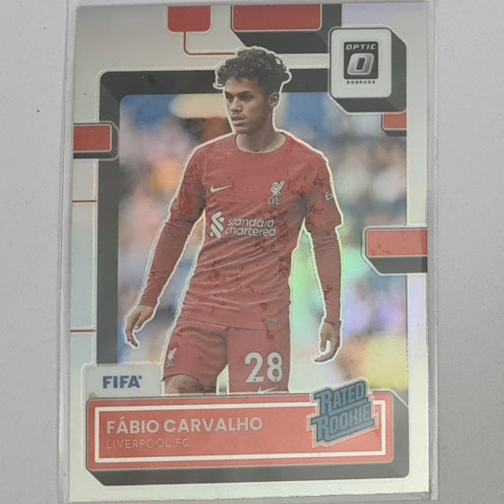 Fabio Carvalho 2022-23 Panini Donruss Prizm Rookie RC Refractor #185 Soccer Football Liverpool Excellent/mint sleeved