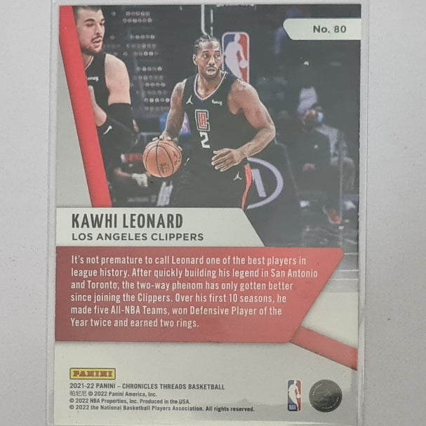 Kawhi Leonard 2021-22 Panini Threads #80 NBA Basketball Los Angeles Clippers Excellent/mint sleeved