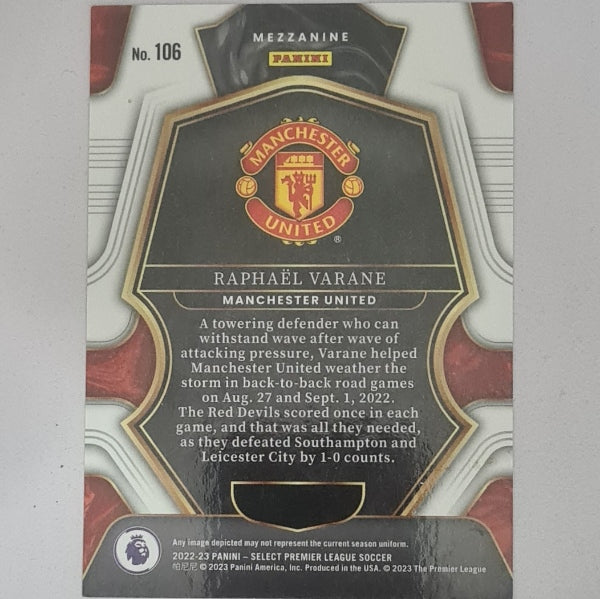 Raphael Varane 2022-23 Panini Select Premier league #106 Football Manchester United Excellent sleeved