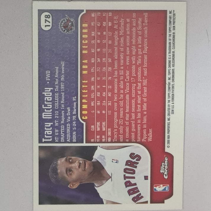 Tracy McGrady 2000 Topps Chrome #178 NBA Basketball Toronto Raptors Excellent sleeved