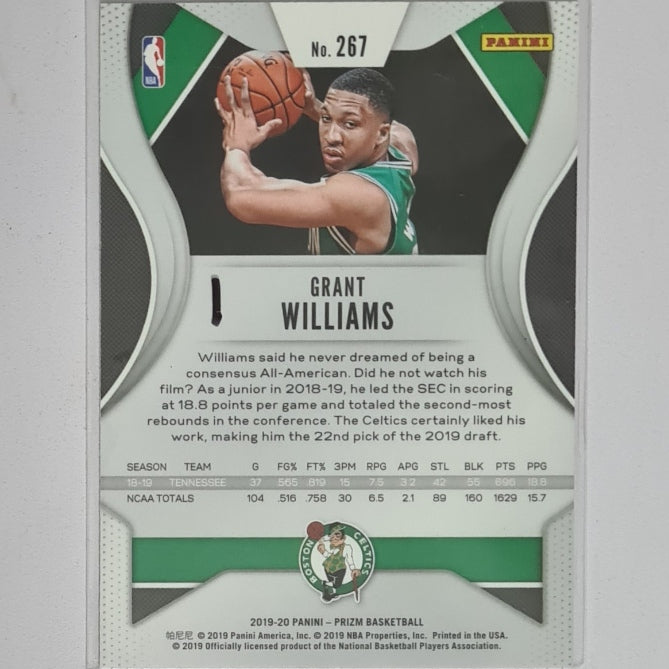Grant Williams 2019-20 Panini prizm Rookie RC #267 NBA Basketball Boston Celtics Ex-mint