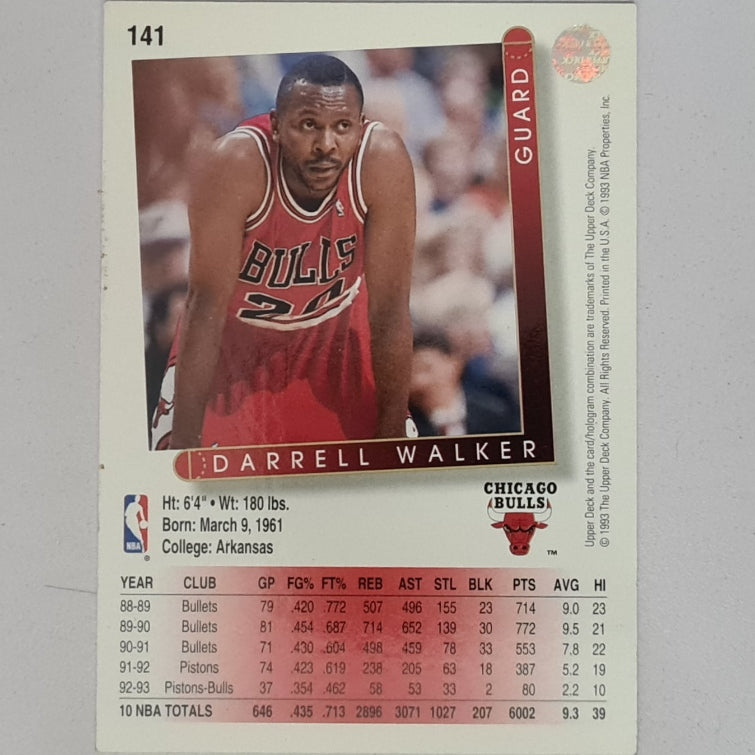 Darrell Walker 1993 Upper-Deck #141 NBA Basketball Chicago Bulls Excellent