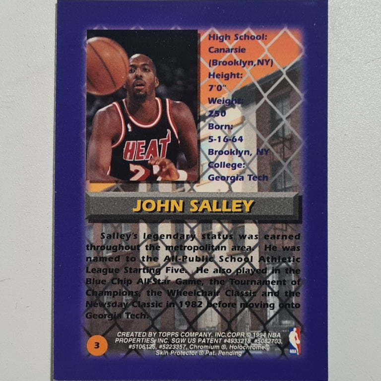 John Salley 1994 Topps Finest city legends @no green@ #3 NBA Basketball Miami Heat excellent-mint