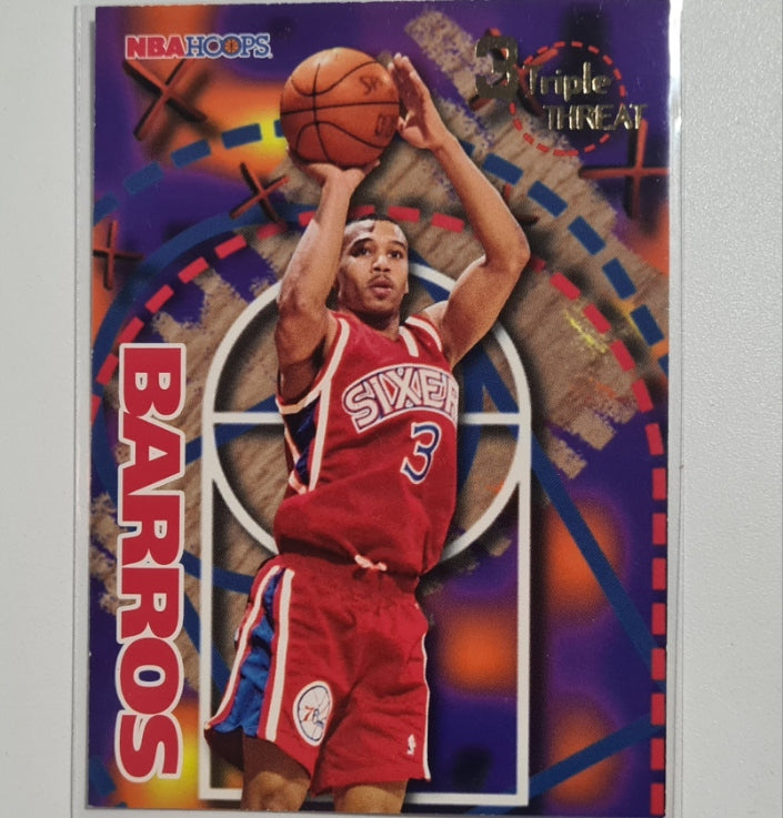Dana Barros 1994 Skybox NBA Hoops 3 triple threat #243 NBA Basketball Philadelphia 76ers excellent