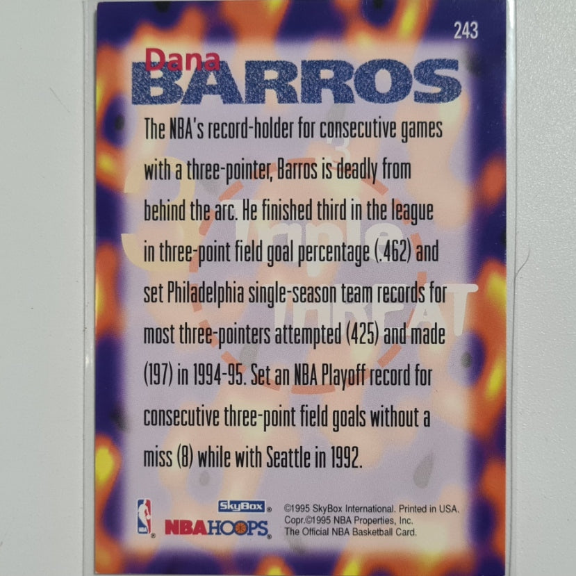 Dana Barros 1994 Skybox NBA Hoops 3 triple threat #243 NBA Basketball Philadelphia 76ers excellent