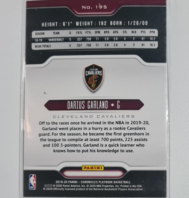 Darius Garland 2019-20 Panini Playbook Rookie RC #195 NBA Basketball Cleveland Cavaliers excellent-mint