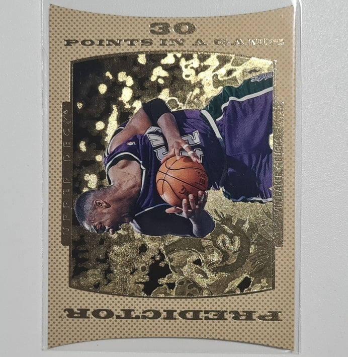 Vin Baker 1997 Upper-Deck Gold die-cut predictor card P9 NBA Basketball Milwaukee Bucks excellent Sleeved