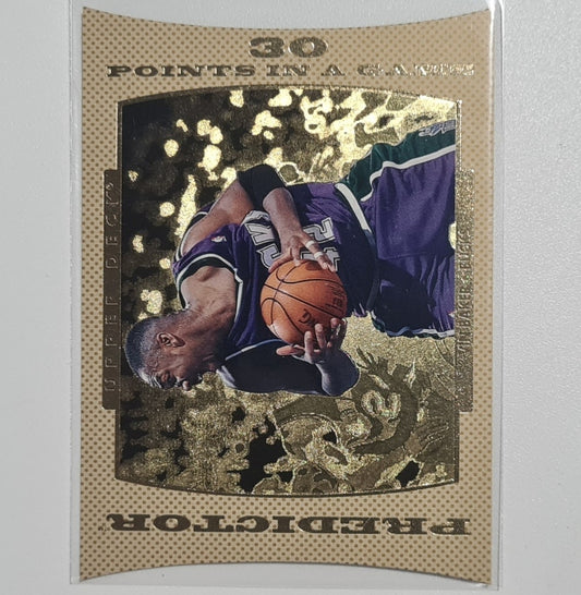 Vin Baker 1997 Upper-Deck Gold die-cut predictor card P9 NBA Basketball Milwaukee Bucks excellent Sleeved