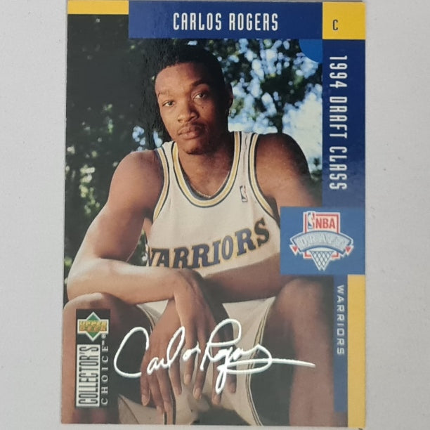 Carlos Rogers 1994 Upper-Deck draft class printed auto Rookie RC #416 NBA Basketball Golden State Warriors Excellent