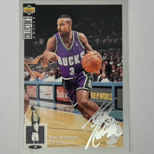 Ken Norman 1994 Upper-Deck silver edge printed auto variant #71 NBA Basketball Milwaukee Bucks Excellent
