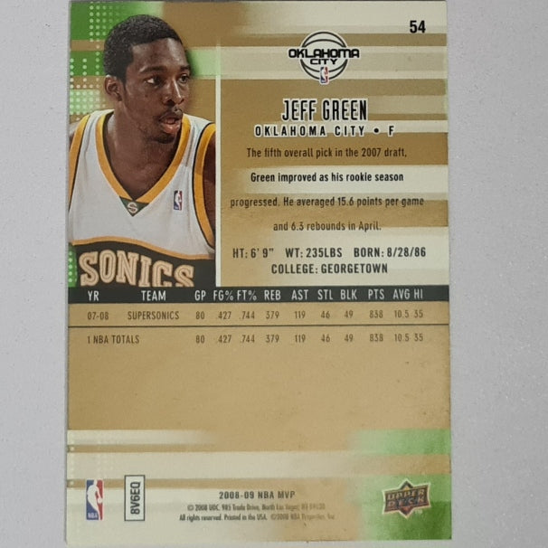 Jeff Green 2008-09 Upper-Deck Ultimate Victory #54 NBA Basketball seattle super sonics/oklahoma good