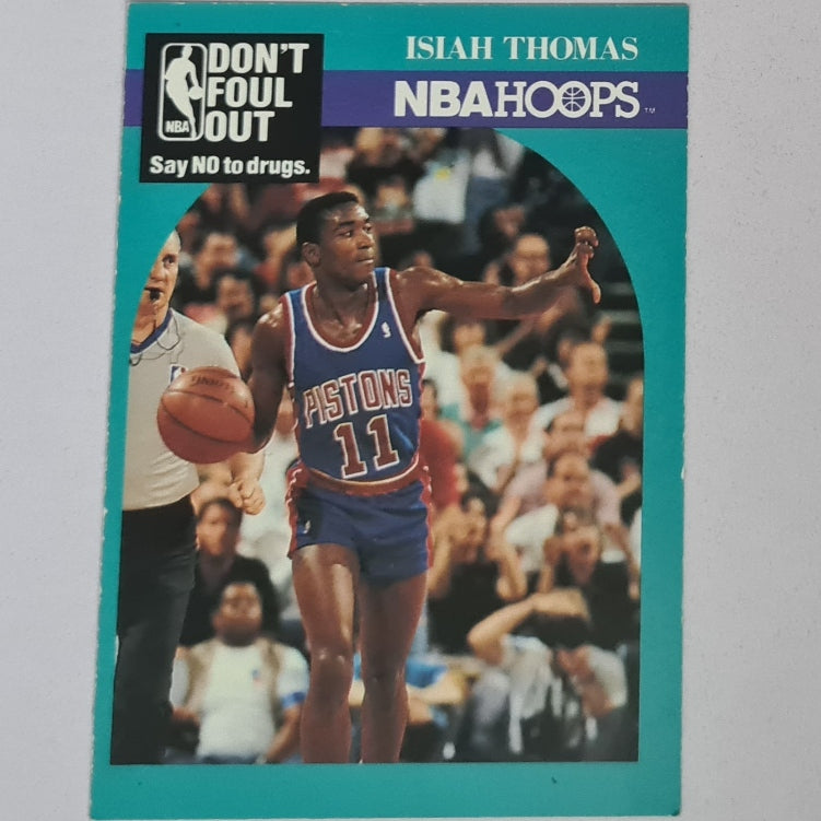 Isiah Thomas 1990 NBA Hoops say no to drugs #389 NBA Basketball Detroit Pistons very good