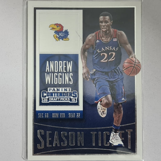Andrew Wiggins 2015 Panini Contenders Draft picks  #8 NBA Basketball Kansas excellent sleeved
