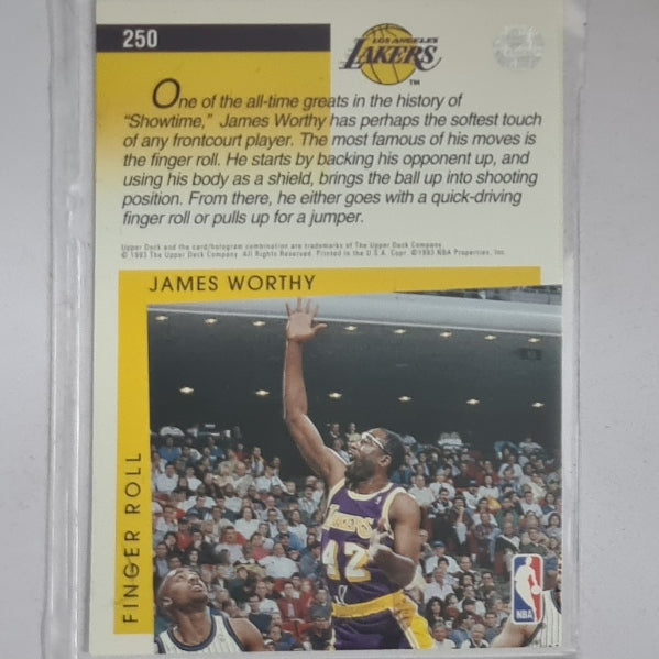 James Worthy 1993 Upper-Deck signature moves finger roll #250 NBA Basketball LA Lakers very good sleeved