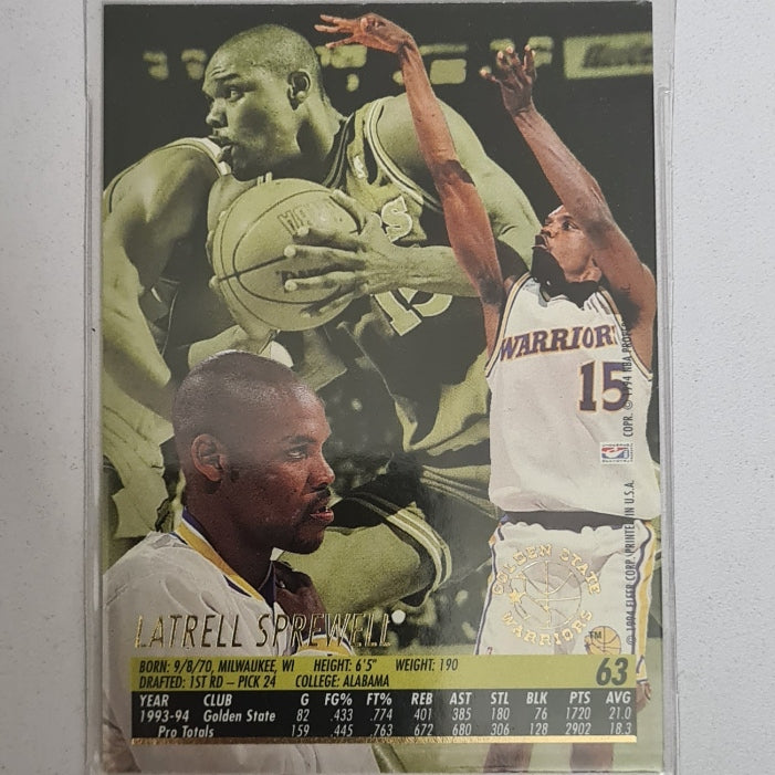 Latrell Sprewell 1994 Fleer Ultra 94-95 #63 NBA Basketball Golden State Warriors Excellent